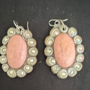 Sookie‎ Sookie Handmade Pink Oval Dangle Earrings Silver French Wire